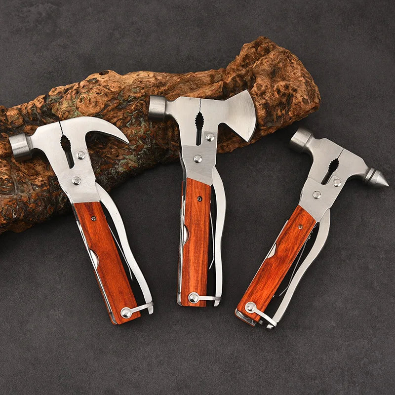 Marteau pliant multifonction en acier inoxydable - Accessoires de camping - Outils d'extérieur - Marteau de secours pour vitres cassées en voiture