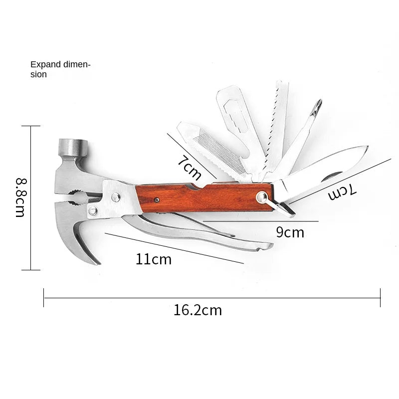 Marteau pliant multifonction en acier inoxydable - Accessoires de camping - Outils d'extérieur - Marteau de secours pour vitres cassées en voiture