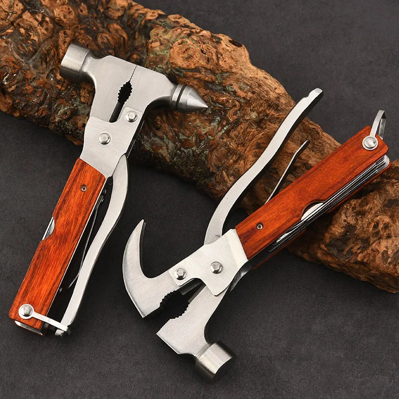 Marteau pliant multifonction en acier inoxydable - Accessoires de camping - Outils d'extérieur - Marteau de secours pour vitres cassées en voiture