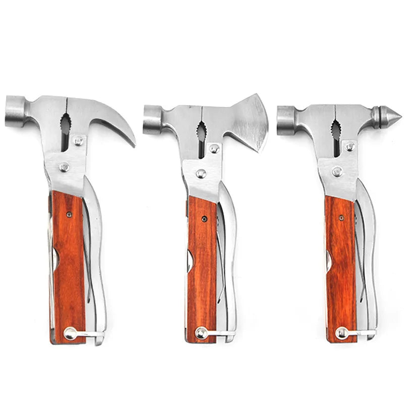 Marteau pliant multifonction en acier inoxydable - Accessoires de camping - Outils d'extérieur - Marteau de secours pour vitres cassées en voiture