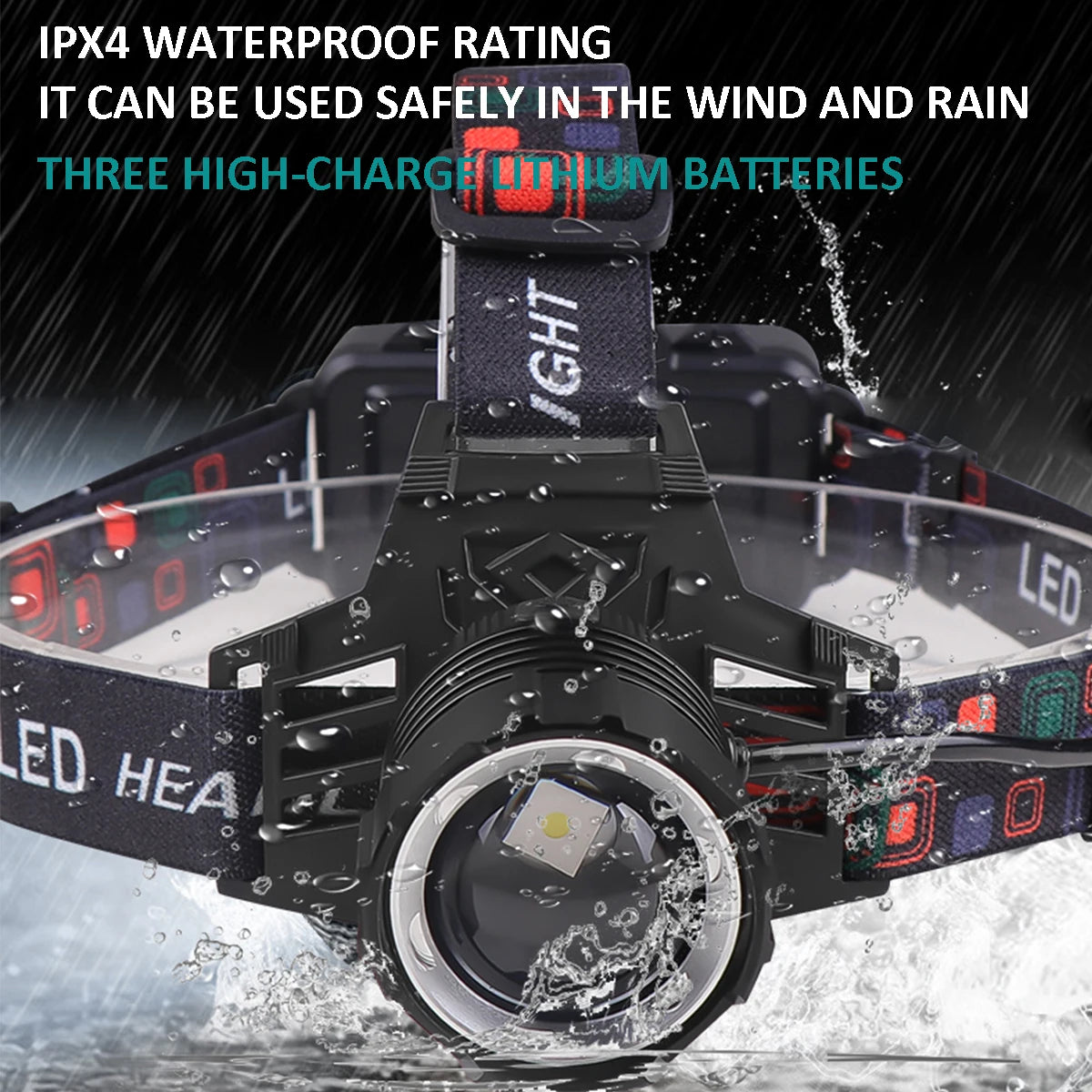 Lampe frontale LED rechargeable 30 W en gros, longue portée, idéale pour l'escalade nocturne, le vélo, la pêche et le camping. Accessoires pour vélo, pêche et camping.