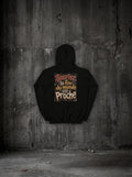 Hoodie Souriez, la fin du monde est proche noir, dos, sur mur béton