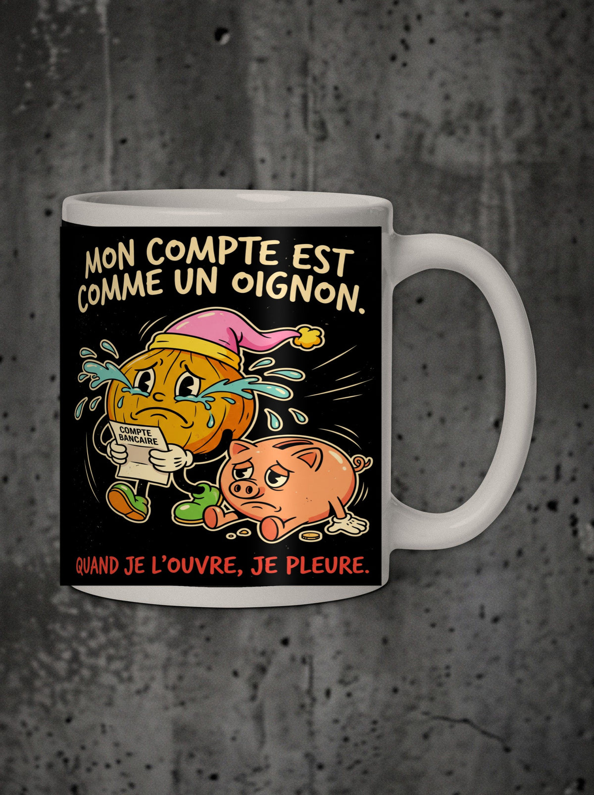 Mug Mon compte est comme un oignon, face
