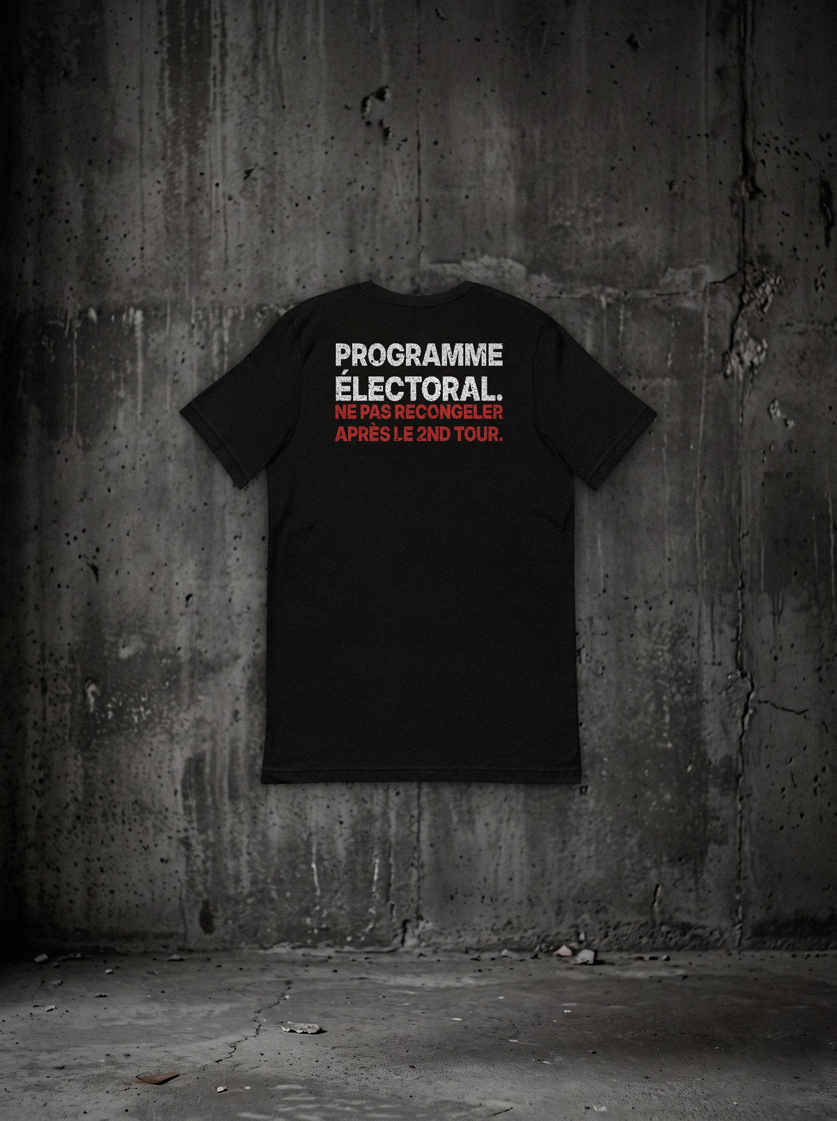 T-shirt Programme électoral SURVIVORRR, vue dos sur mur béton