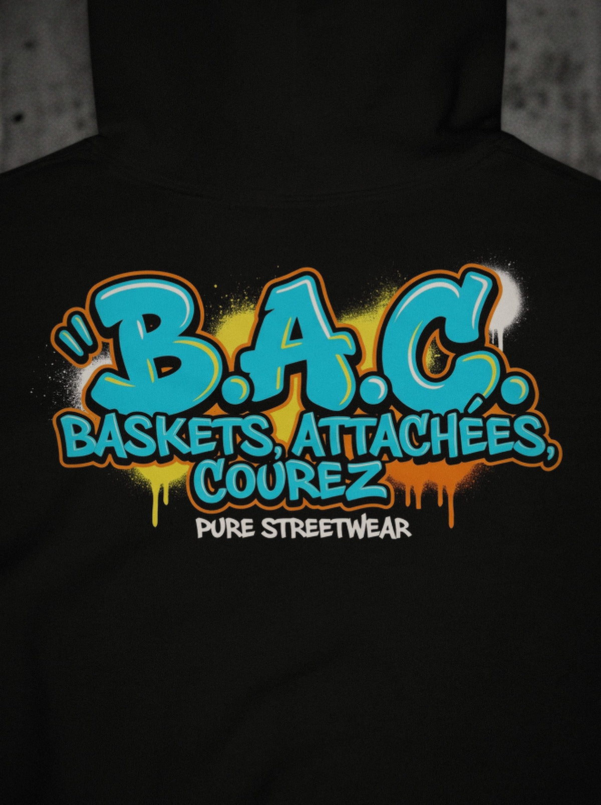 Hoodie B.A.C À Sable SURVIVORRR, détail de l'impression