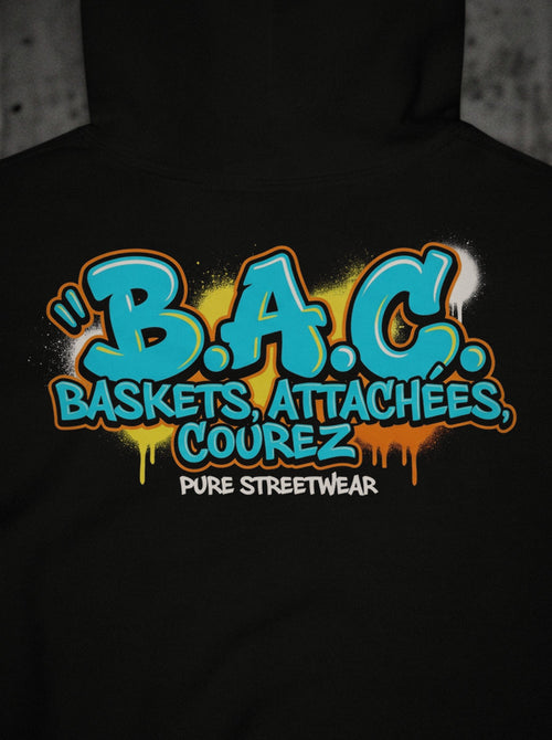 Hoodie B.A.C À Sable SURVIVORRR, détail de l'impression