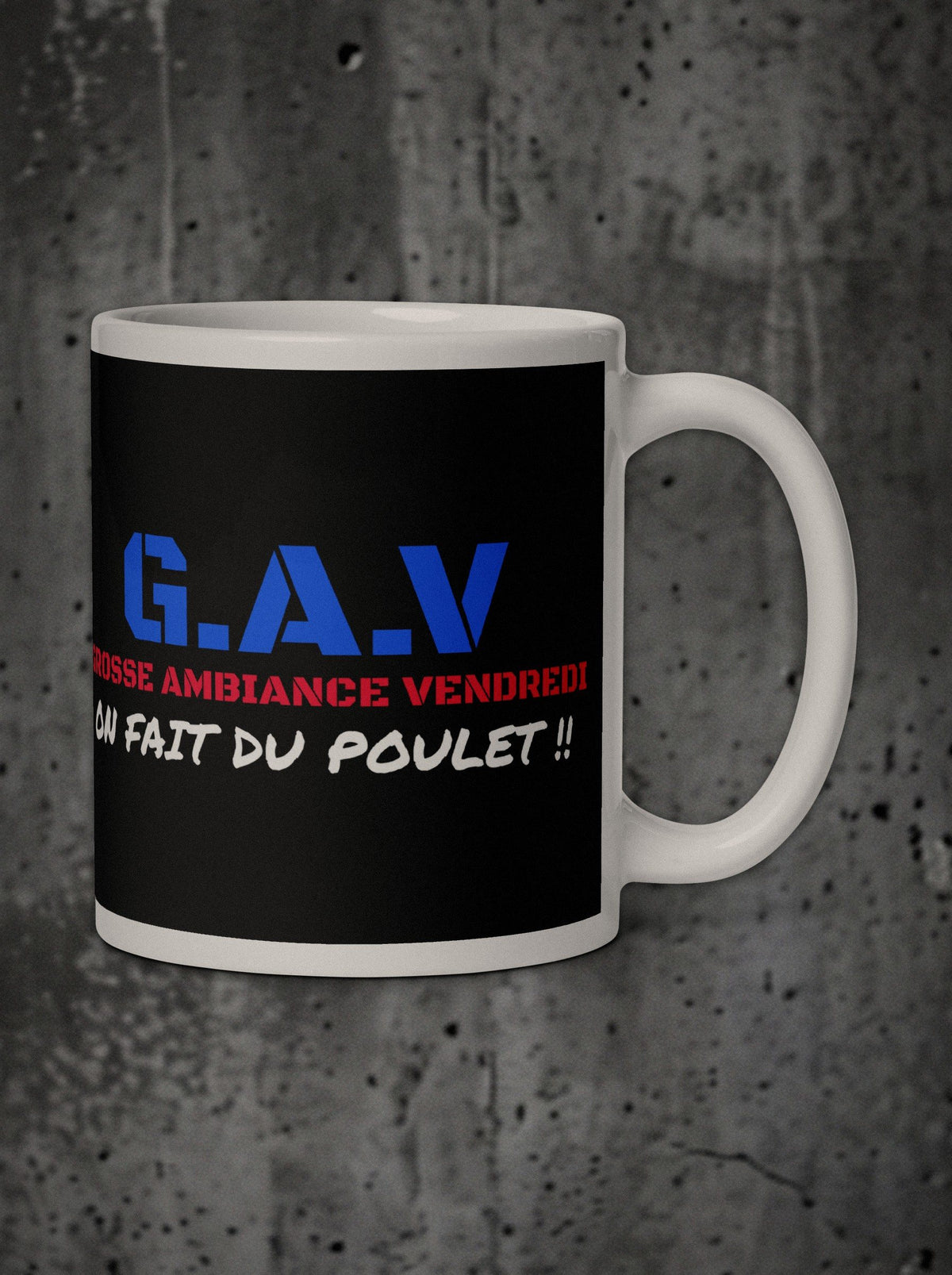 Mug G.A.V SURVIVORRR, détail de l'impression