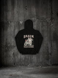 Hoodie B.R.A.V-M. noir, dos, mur béton